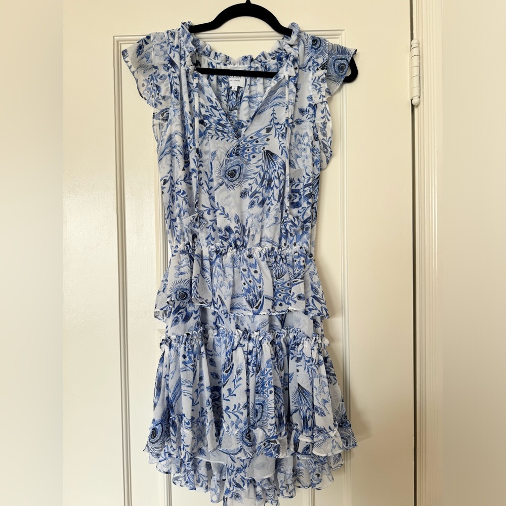 MISA Los Angeles Lilian Ruffle Mini Dress, Peacock S